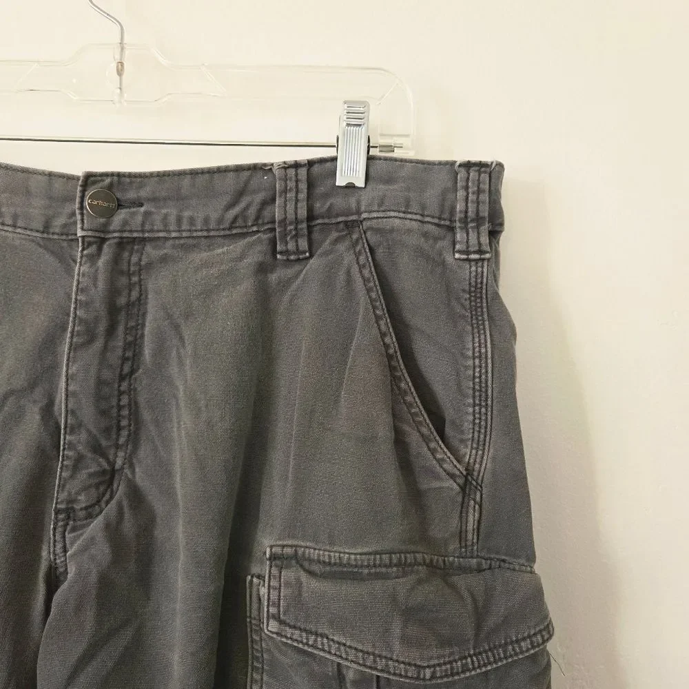 Carhartt Cargo Shorts Gray Canvas Relaxed Gorpcore Utility Grunge Workwear 38